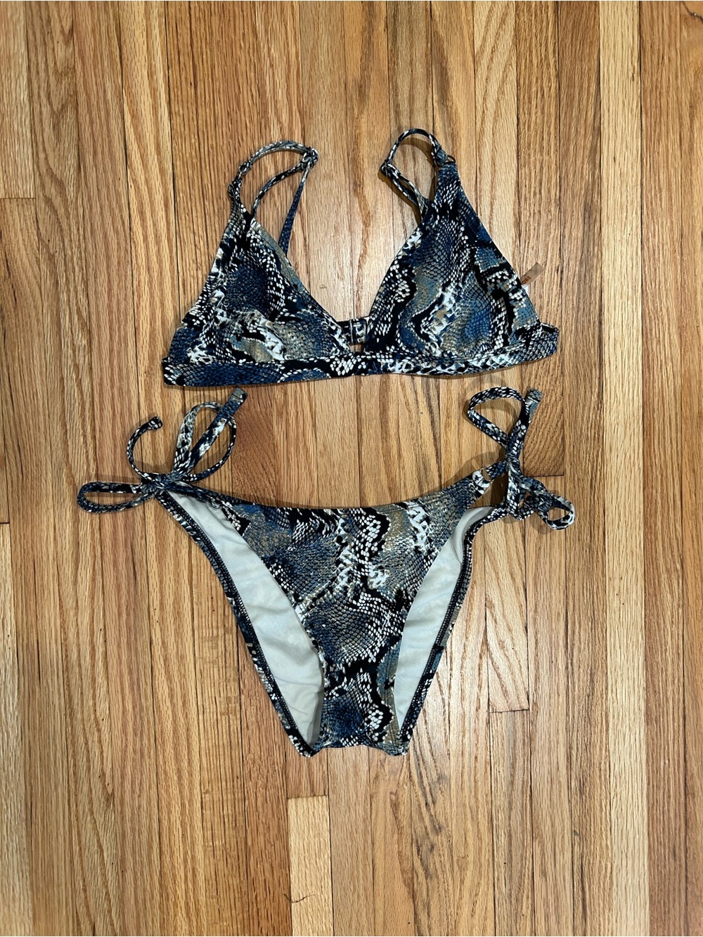 Shade & Shore Snake-Print Bikini Set - Blue & Black